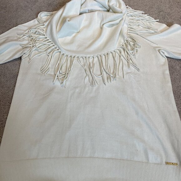 MICHAEL Michael Kors Fringe Cowl Neck Sweater Plus Size 3X Ivory Cozy Boho NWT - Picture 4 of 10